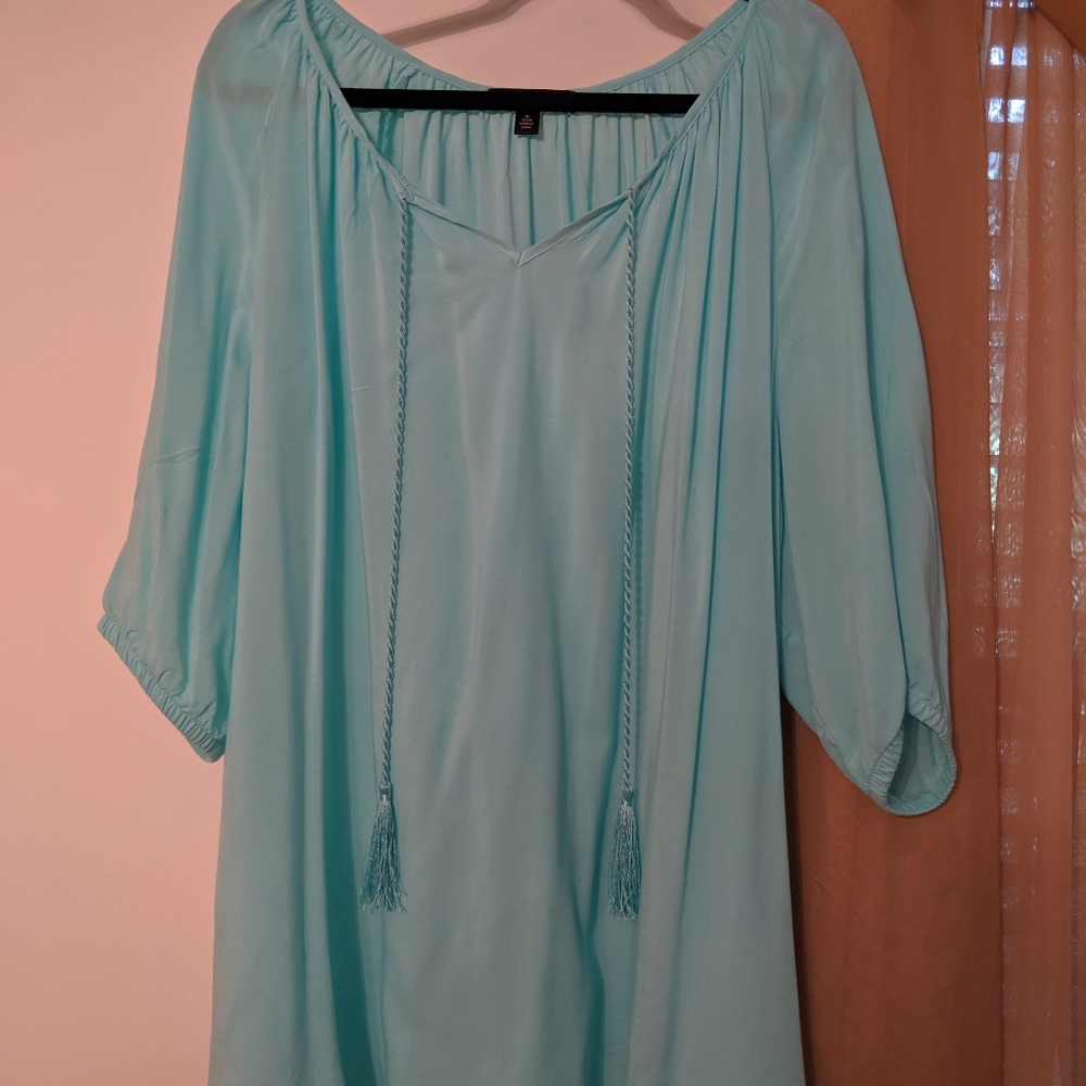 Tunic with neck ties Turquoise